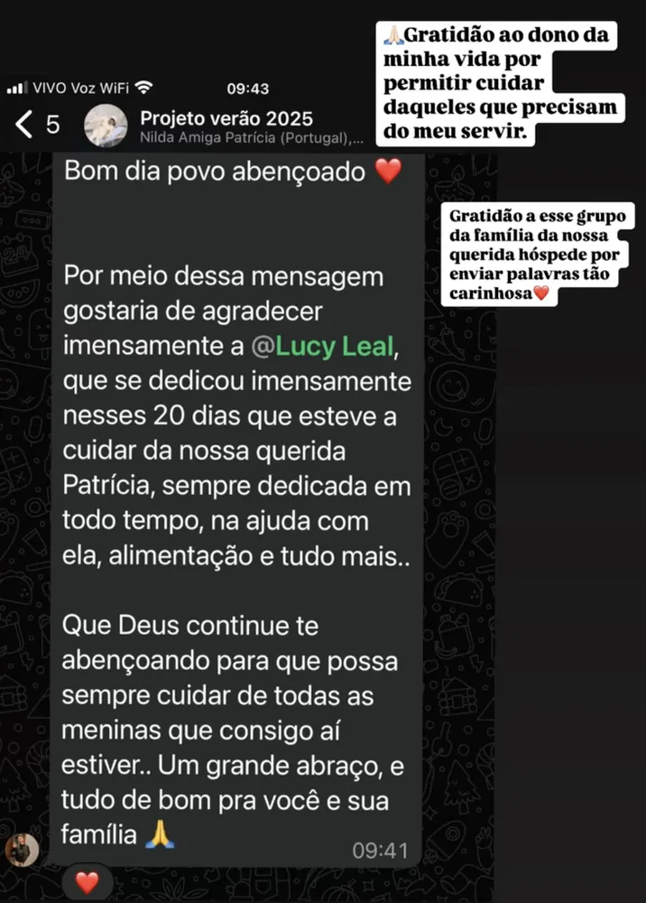 Print de depoimento de hóspede sobre a Casa di Lucy